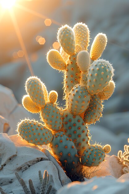 Rendering 3D sognante di un cactus magico