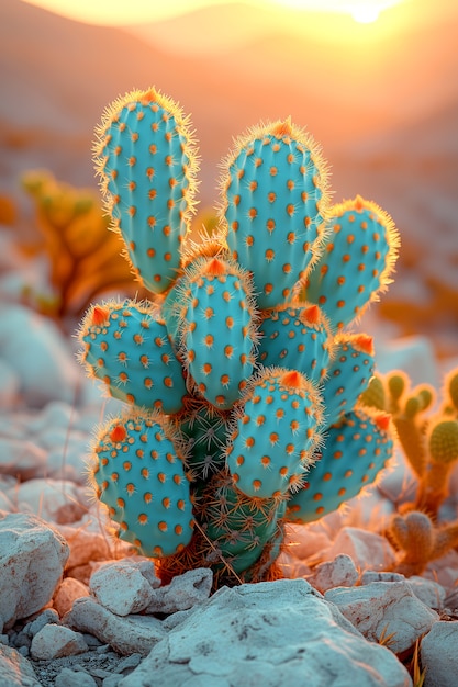 Rendering 3D sognante di un cactus magico