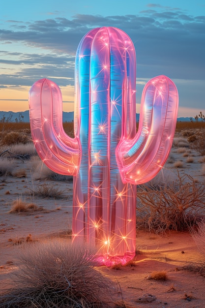 Rendering 3D sognante di un cactus magico