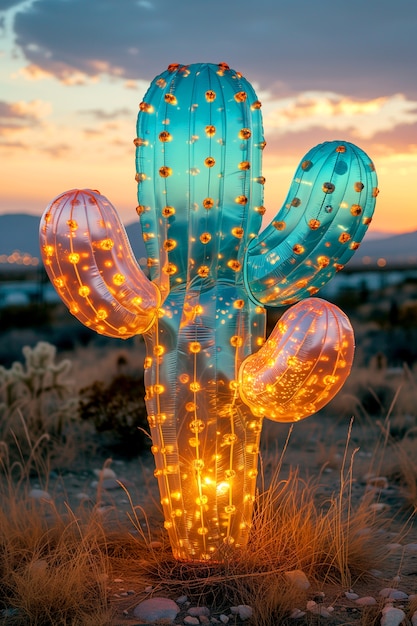 Rendering 3D sognante di un cactus magico