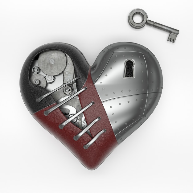 Rendering di cuore in stile 3d Steampunk