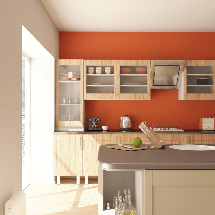 Foto gratuito rendering di una cucina contemporanea in 3d