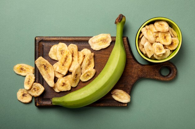 Ricetta in vista dall'alto con banana di banana