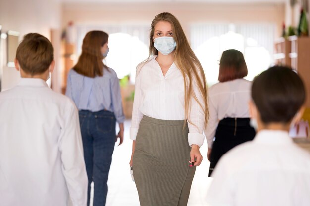 Ritorno a scuola durante il concetto covid