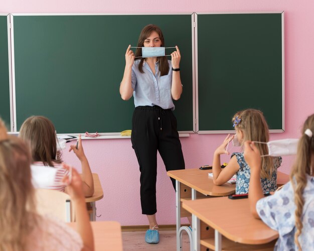 Ritorno a scuola durante il concetto covid