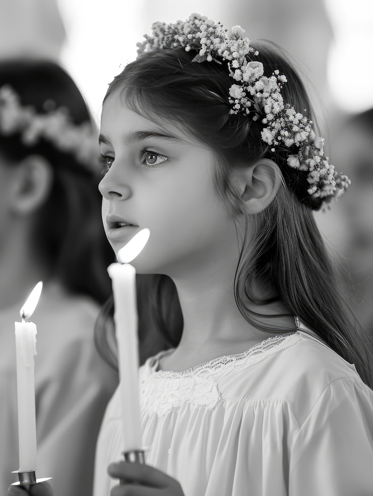 Foto gratuito ritratti della prima comunione dei bambini