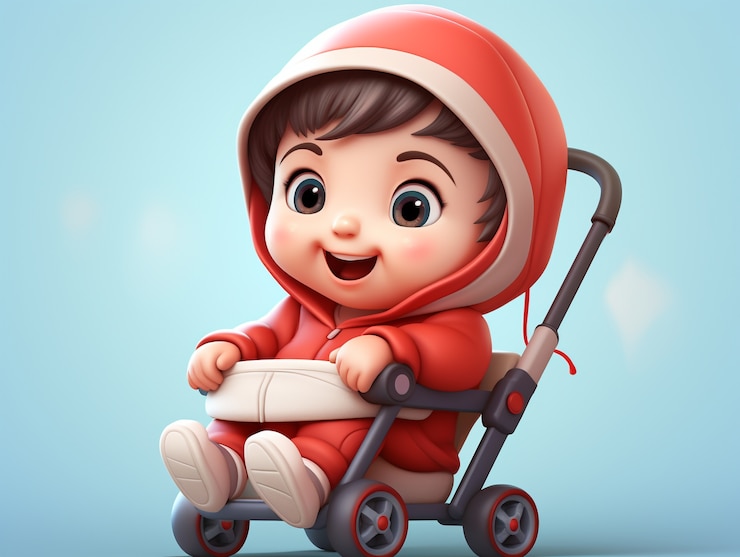 Foto gratuito ritratto 3d di un adorabile bambino dei cartoni animati