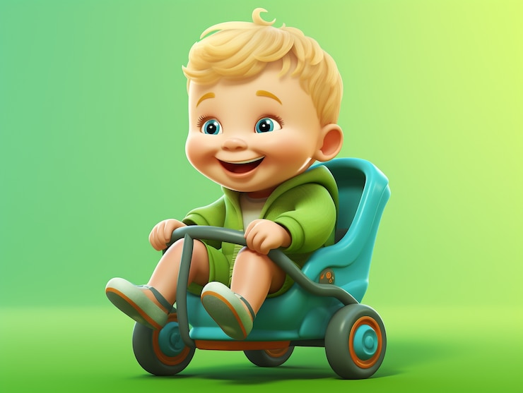 Foto gratuito ritratto 3d di un adorabile bambino dei cartoni animati
