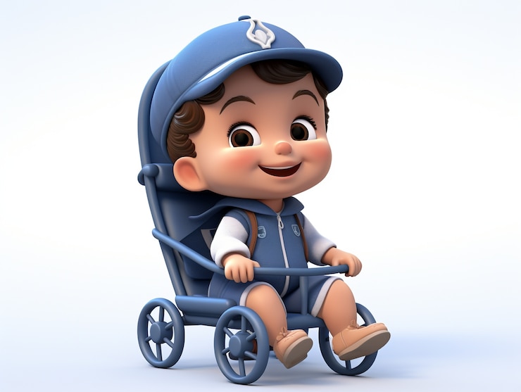 Foto gratuito ritratto 3d di un adorabile bambino dei cartoni animati