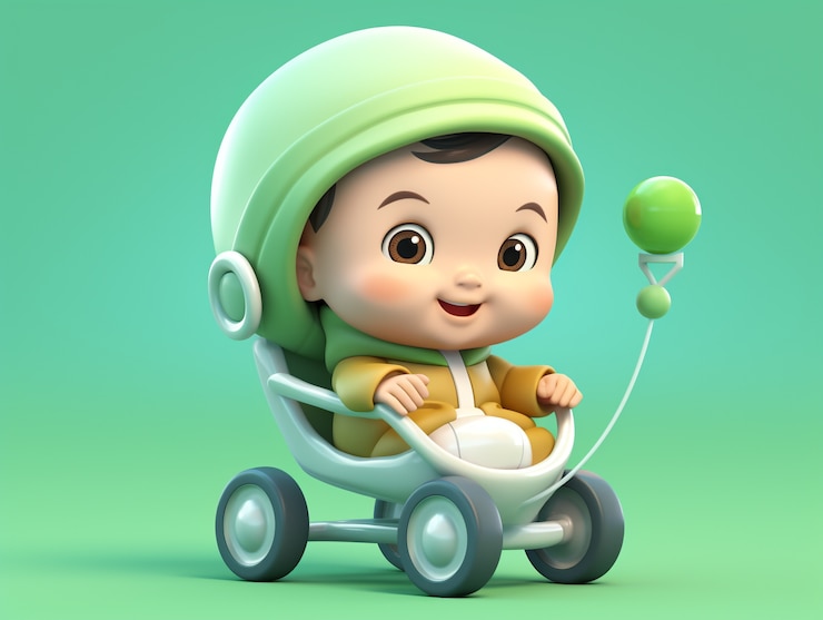 Foto gratuito ritratto 3d di un adorabile bambino dei cartoni animati