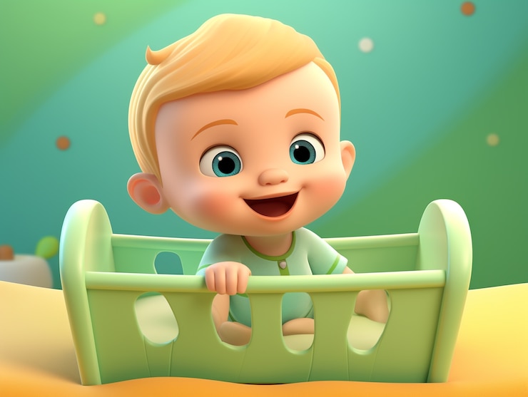 Foto gratuito ritratto 3d di un adorabile bambino dei cartoni animati