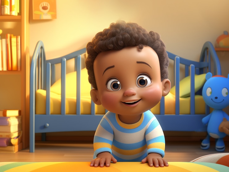 Foto gratuito ritratto 3d di un adorabile bambino dei cartoni animati