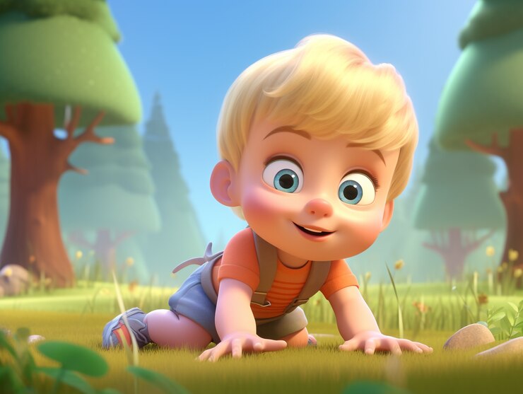 Foto gratuito ritratto 3d di un adorabile bambino dei cartoni animati