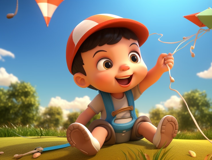 Foto gratuito ritratto 3d di un adorabile bambino dei cartoni animati