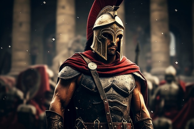 Ritratto del guerriero dell'antico impero romano
