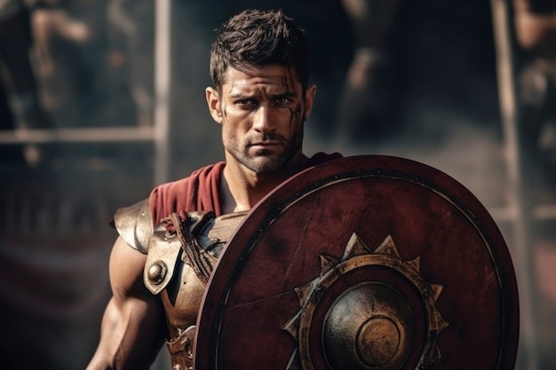 Ritratto del guerriero dell'antico impero romano