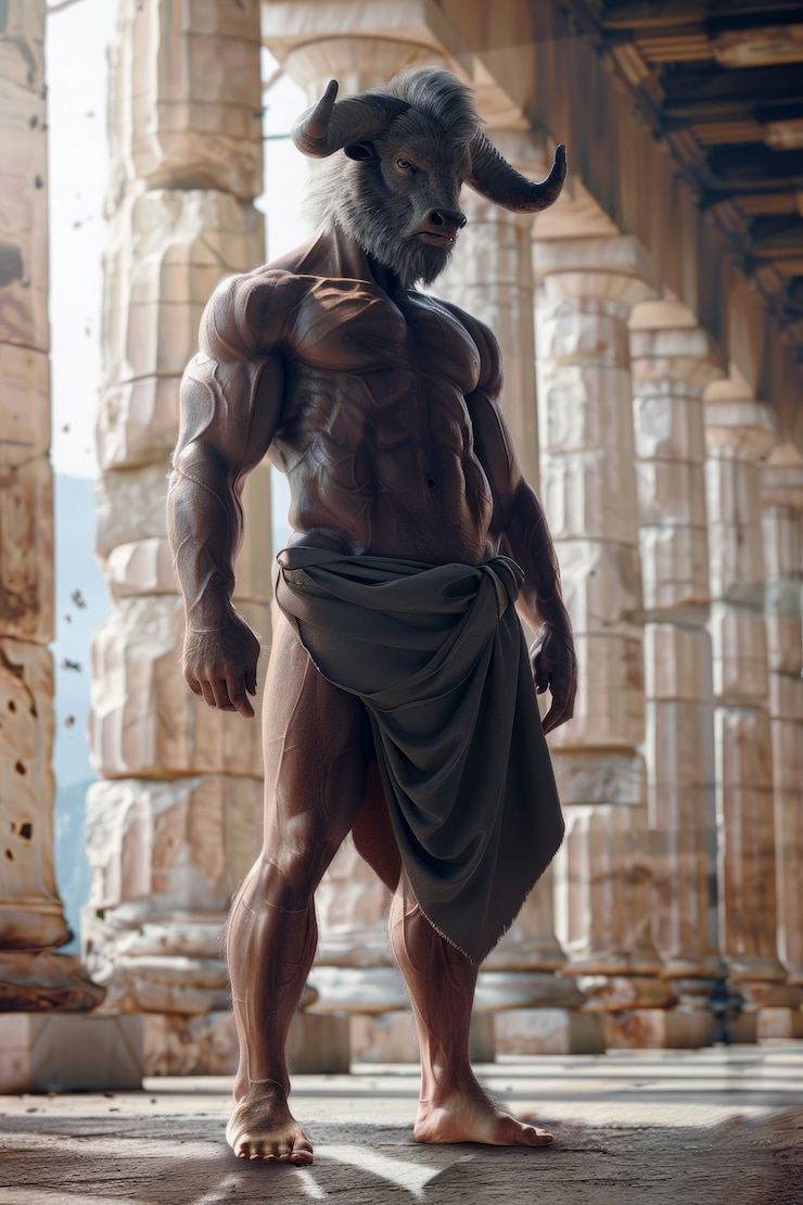 Foto gratuito ritratto del mitologico minotauro