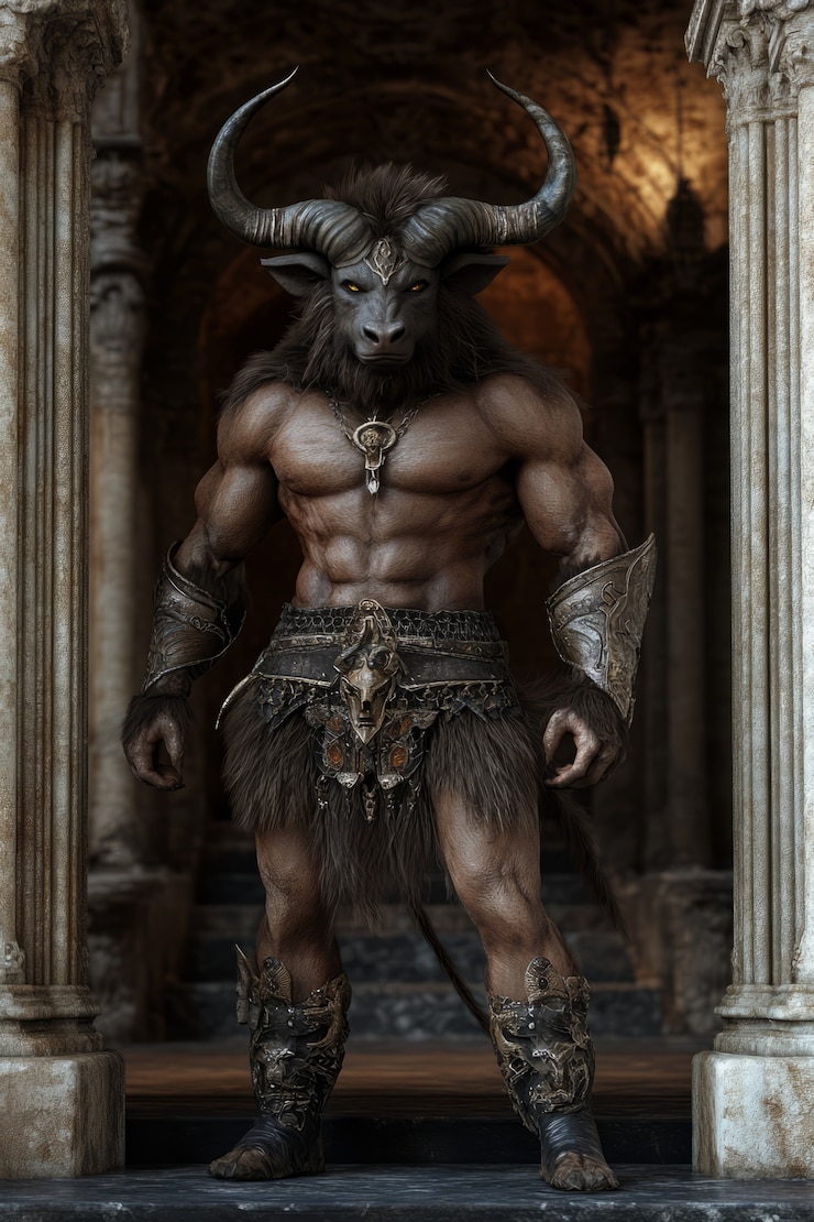 Foto gratuito ritratto del mitologico minotauro