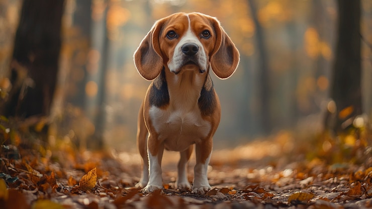 Foto gratuito ritratto dell'adorabile beagle in natura