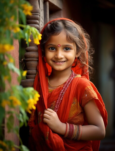 Ritratto di adorabile ragazza indiana