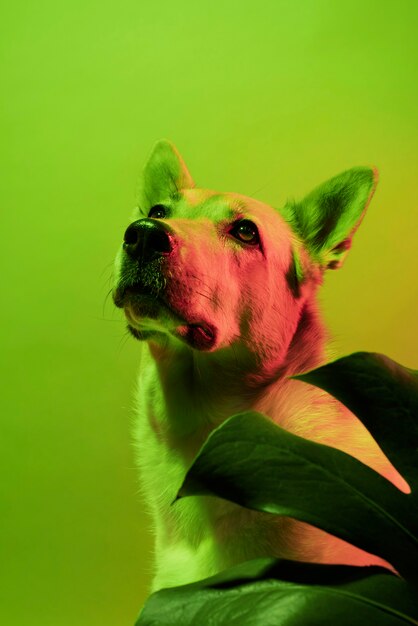 Ritratto di cane pastore tedesco con illuminazione a gradiente