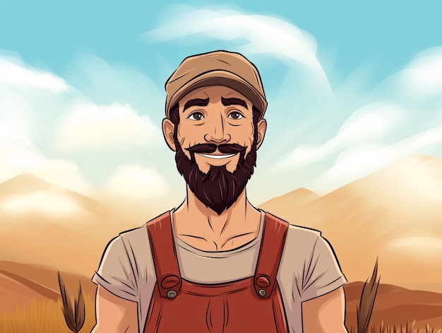Ritratto di contadino in stile cartone animato