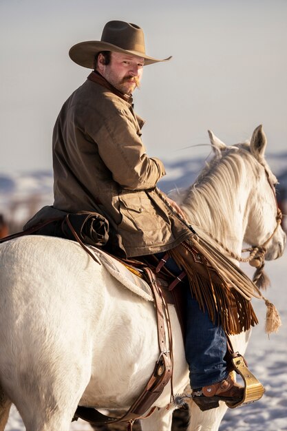 Ritratto di cowboy a cavallo
