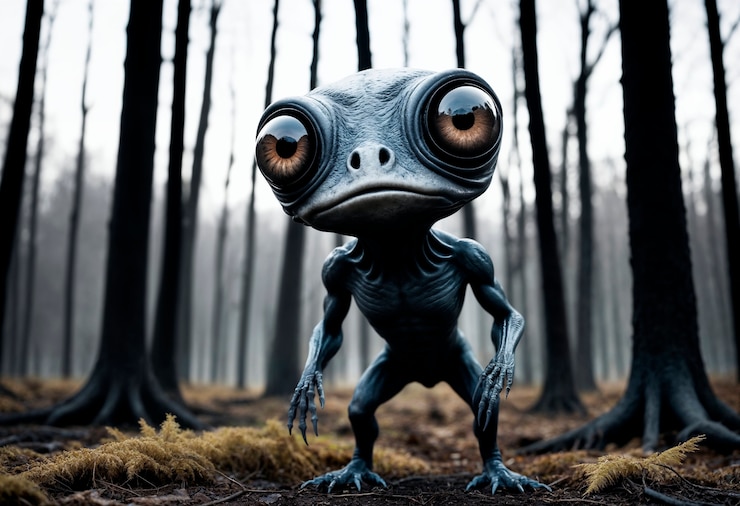 Foto gratuito ritratto di creature spaziali con caratteristiche fantastiche