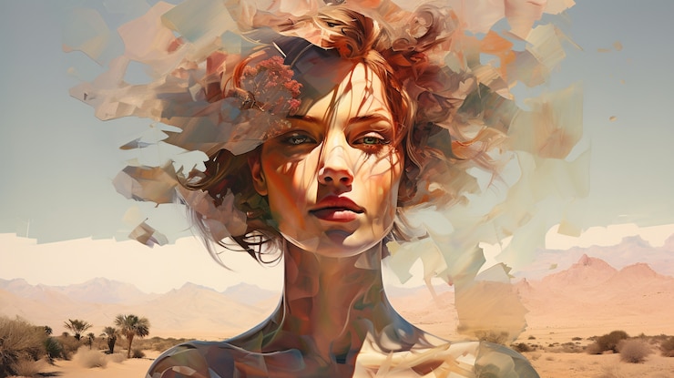 Foto gratuito ritratto di donna adulta in stile d'arte digitale