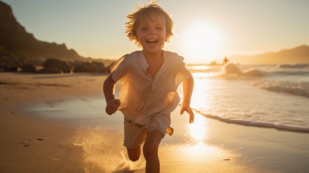 Ritratto di giovane ragazzo in spiaggia