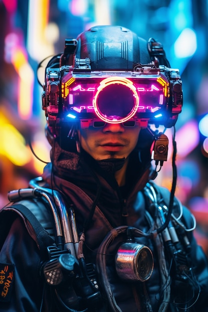 Ritratto di guerriero uomo cyberpunk