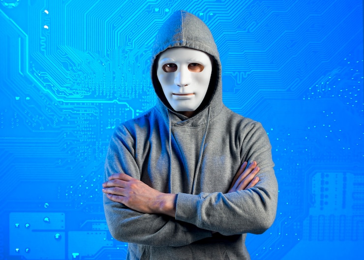 Foto gratuito ritratto di hacker con maschera