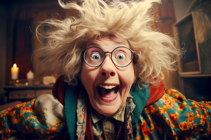 Foto gratuito ritratto di nonna divertente vestita