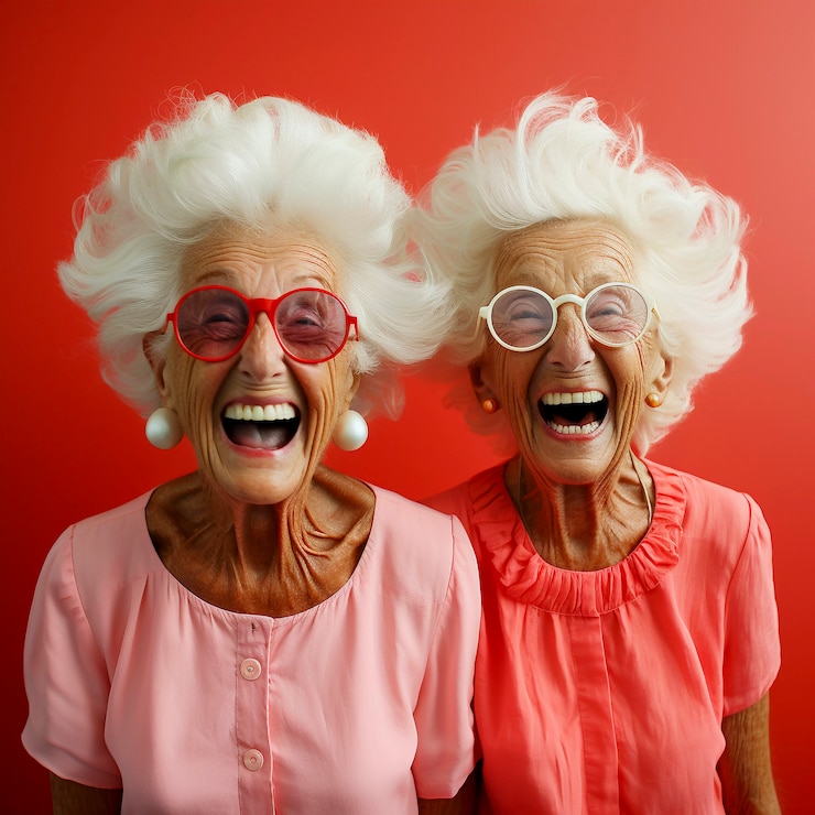 Foto gratuito ritratto di nonne divertenti vestite