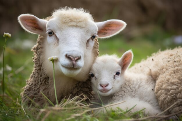 Ritratto di pecora con agnello