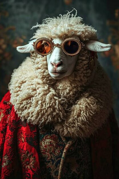 Ritratto di pecore con occhiali da sole freschi