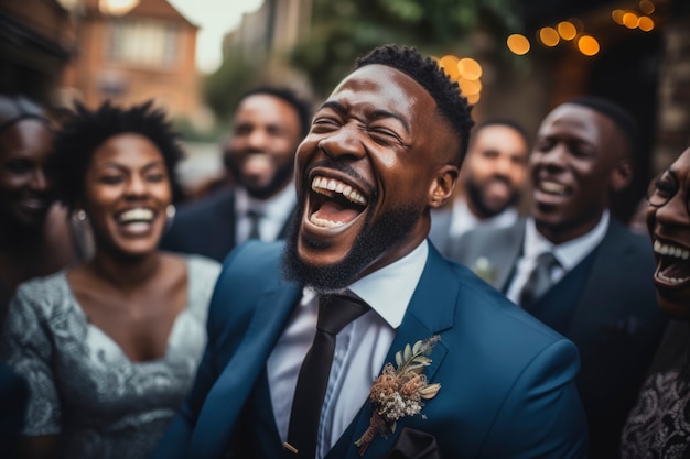 Ritratto di persone sorridenti a un matrimonio