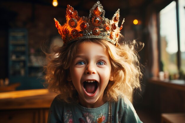 Ritratto di ragazzino sorridente con corona