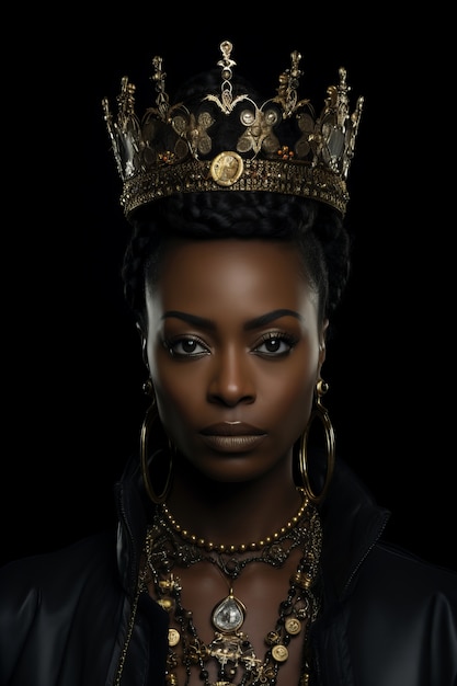 Ritratto di regina medievale con corona in testa