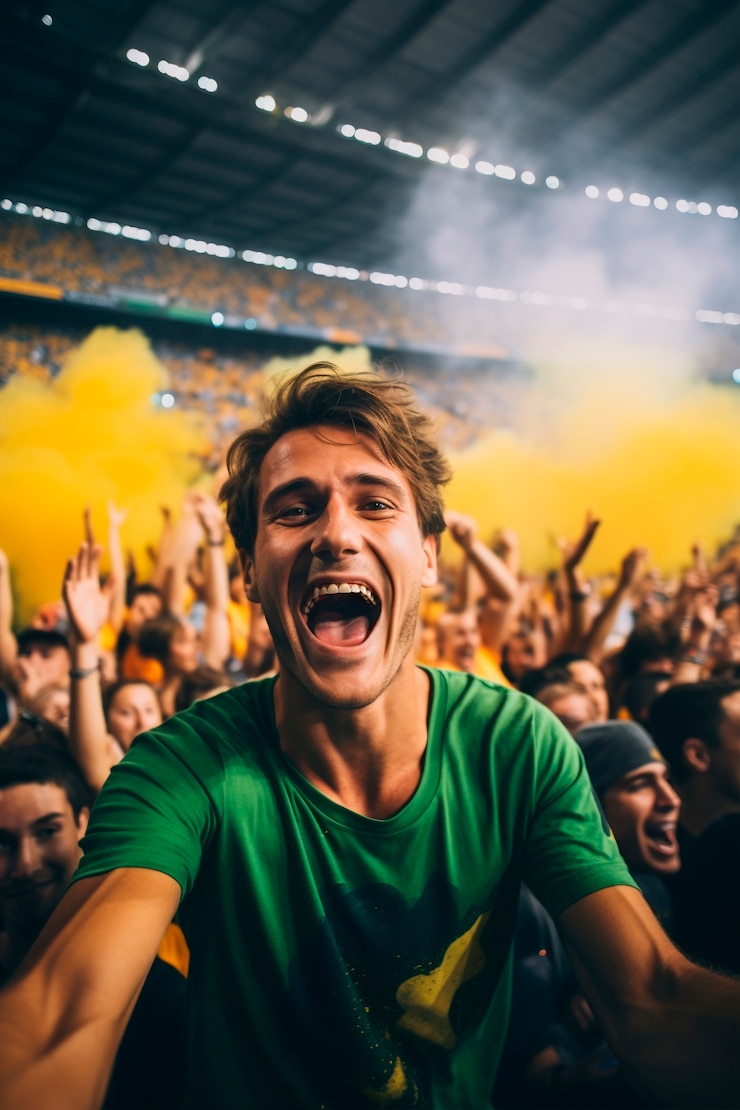 Foto gratuito ritratto di tifosi di calcio sullo stadio