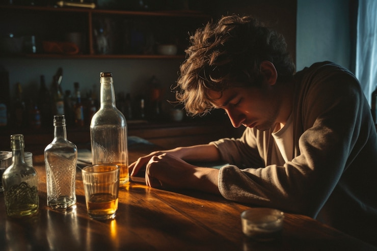 Foto gratuito ritratto di un adolescente che soffre di sbornia