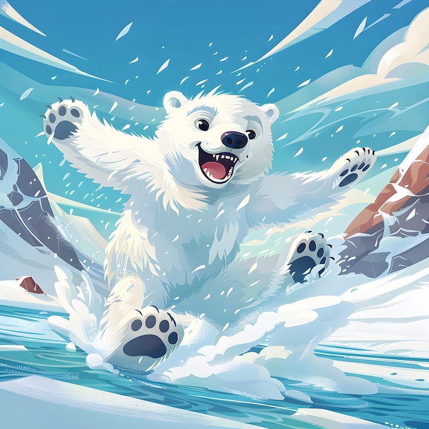 Ritratto di un adorabile orso polare bianco con la neve