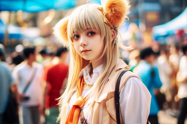 Ritratto di un artista del cosplay vestito come personaggi di anime