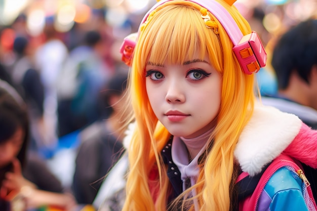 Ritratto di un artista del cosplay vestito come personaggi di anime