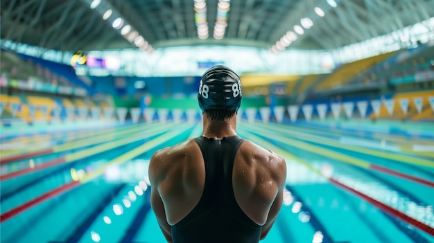 Ritratto di un atleta che gareggia nel torneo dei giochi olimpici