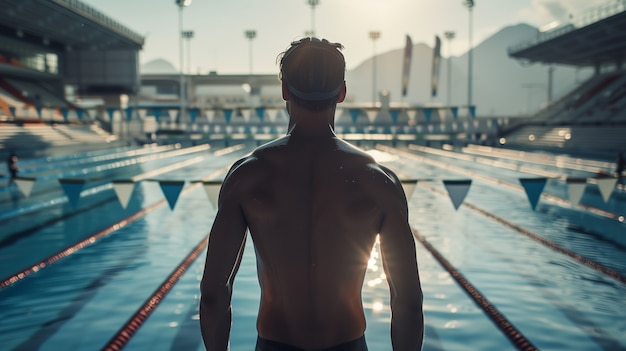 Ritratto di un atleta che gareggia nel torneo dei giochi olimpici