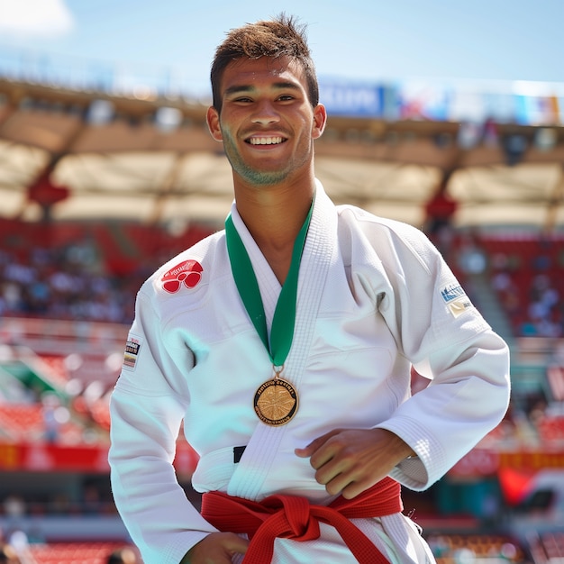 Ritratto di un atleta che gareggia nel torneo dei giochi olimpici