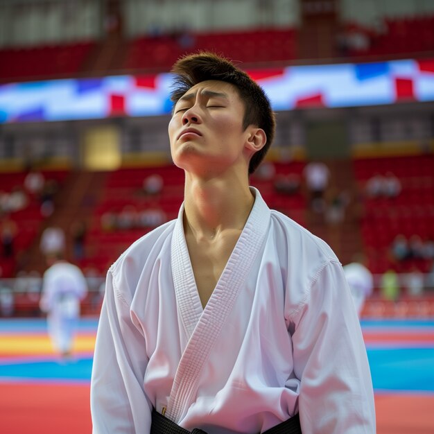 Ritratto di un atleta che gareggia nel torneo dei giochi olimpici