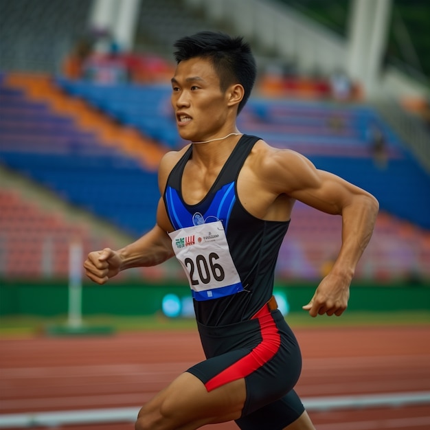 Ritratto di un atleta che gareggia nel torneo dei giochi olimpici