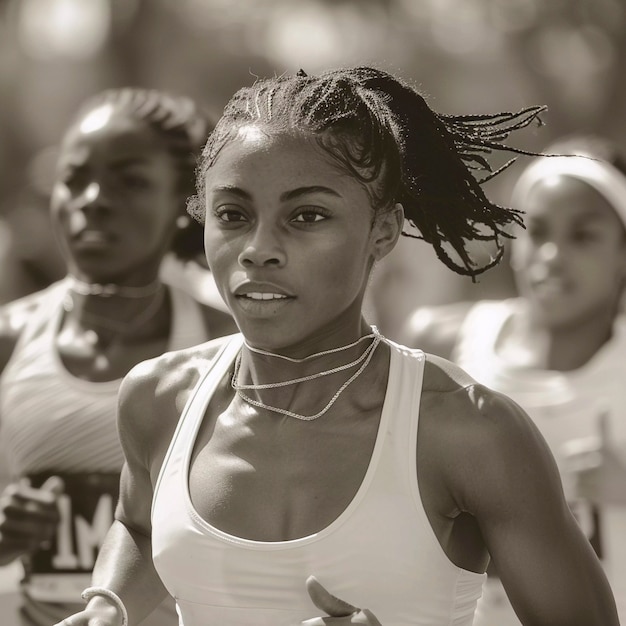 Ritratto di un'atleta femminile che gareggia ai giochi olimpici